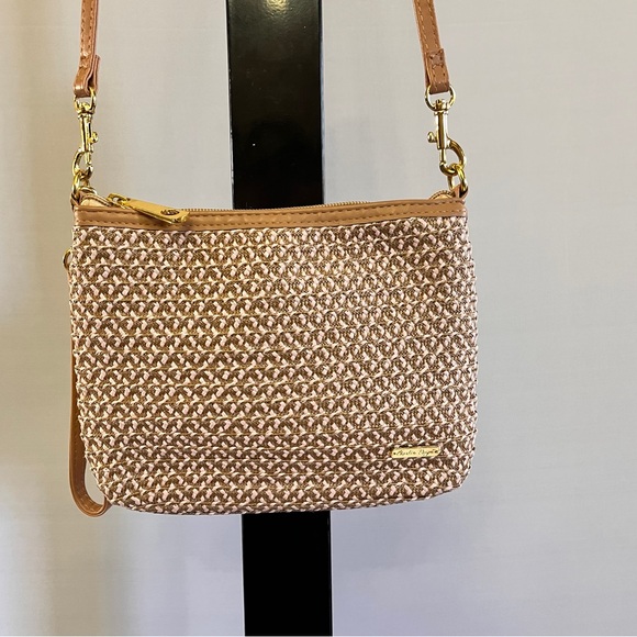 Charlie Paige Handbags - Stylish Natural and Pink Crossbody Bag